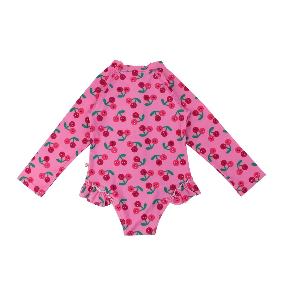 Rash Guard Ruffled Swimsuit - Cherry