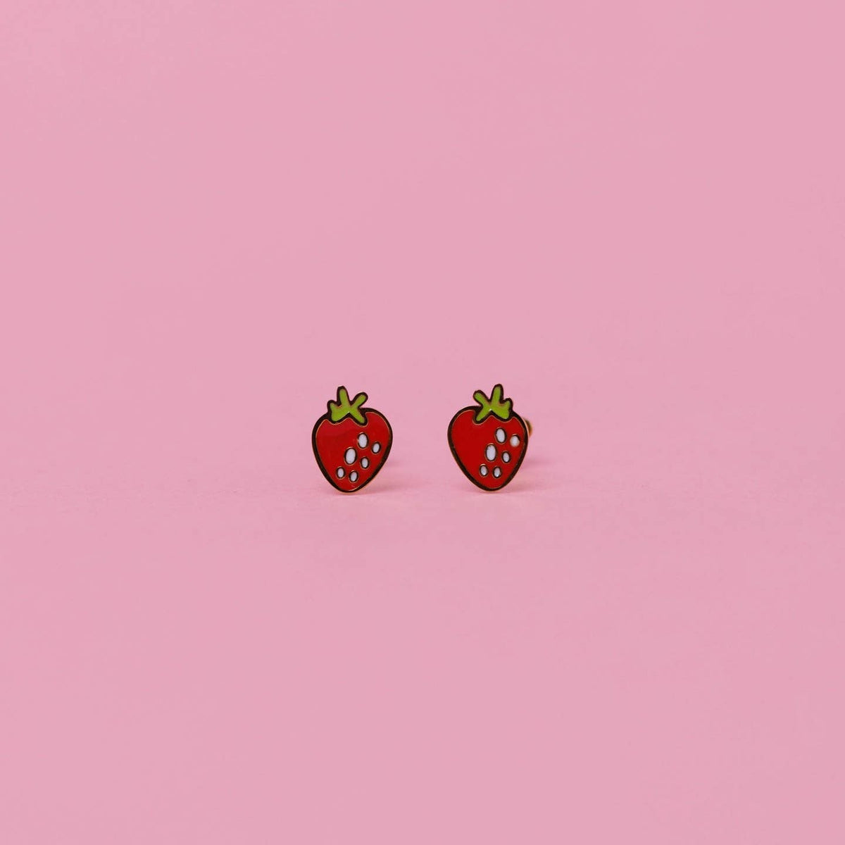 Strawberry Enamel Flat Back Kids earrings