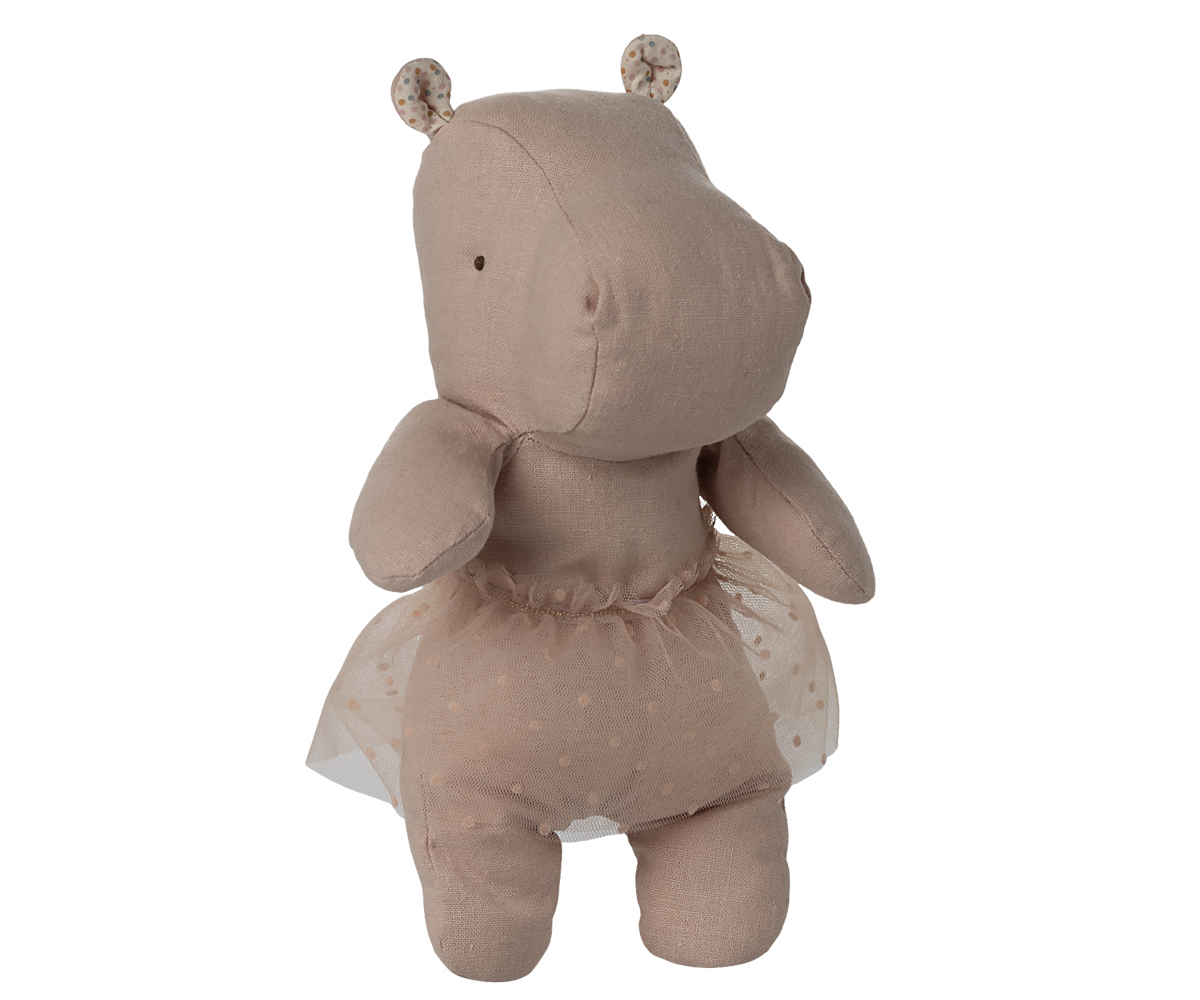 Safari friends, Hippo w. skirt, Small - Soft rose