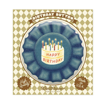 Blue Ribbon Birthday Button