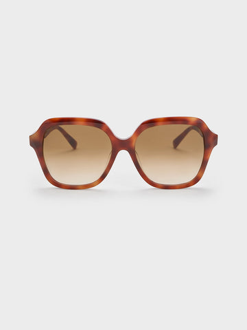 Wide Square Frame Sunglasses - Tortoise Shell