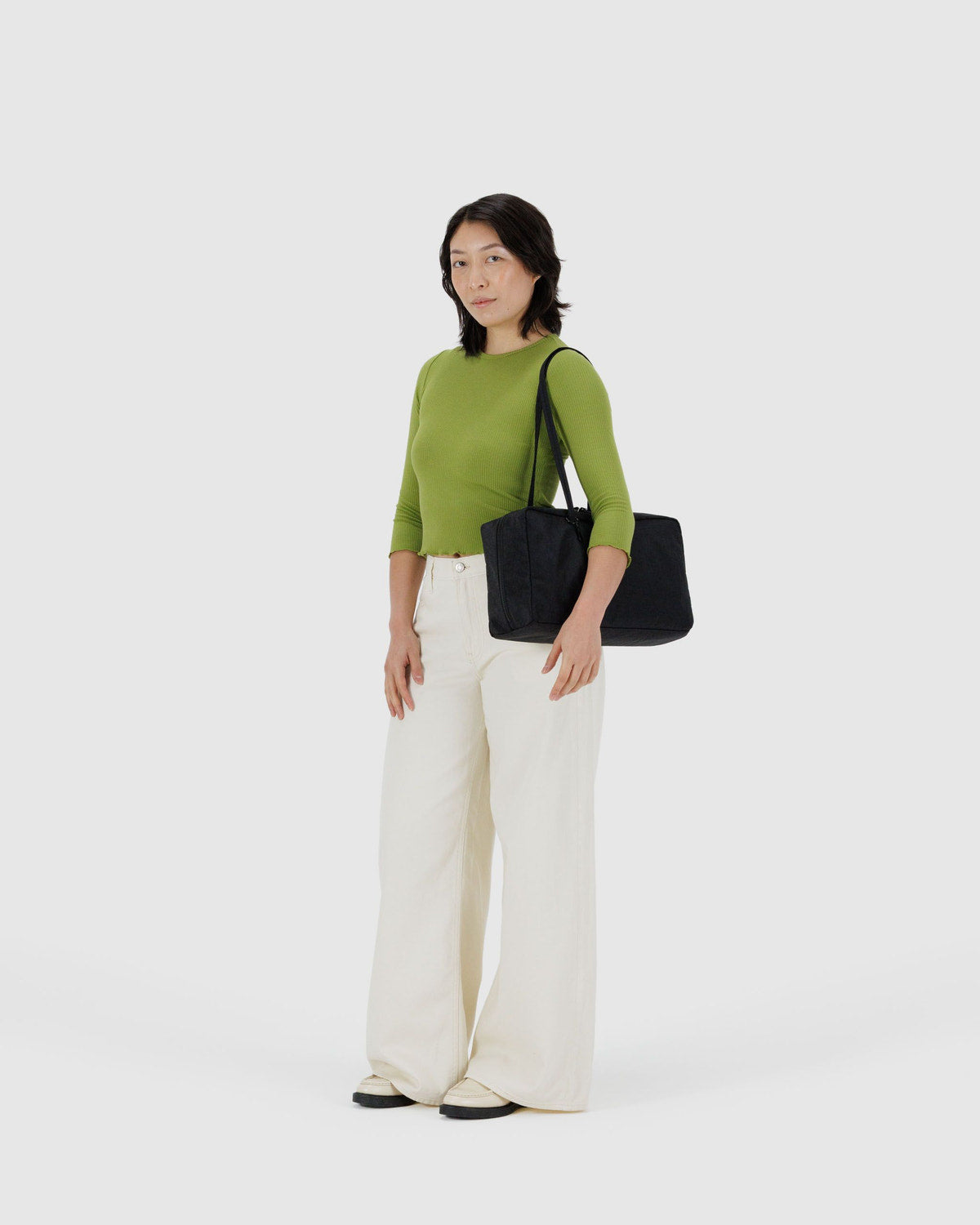 Medium Nylon Bowler Bag - Black