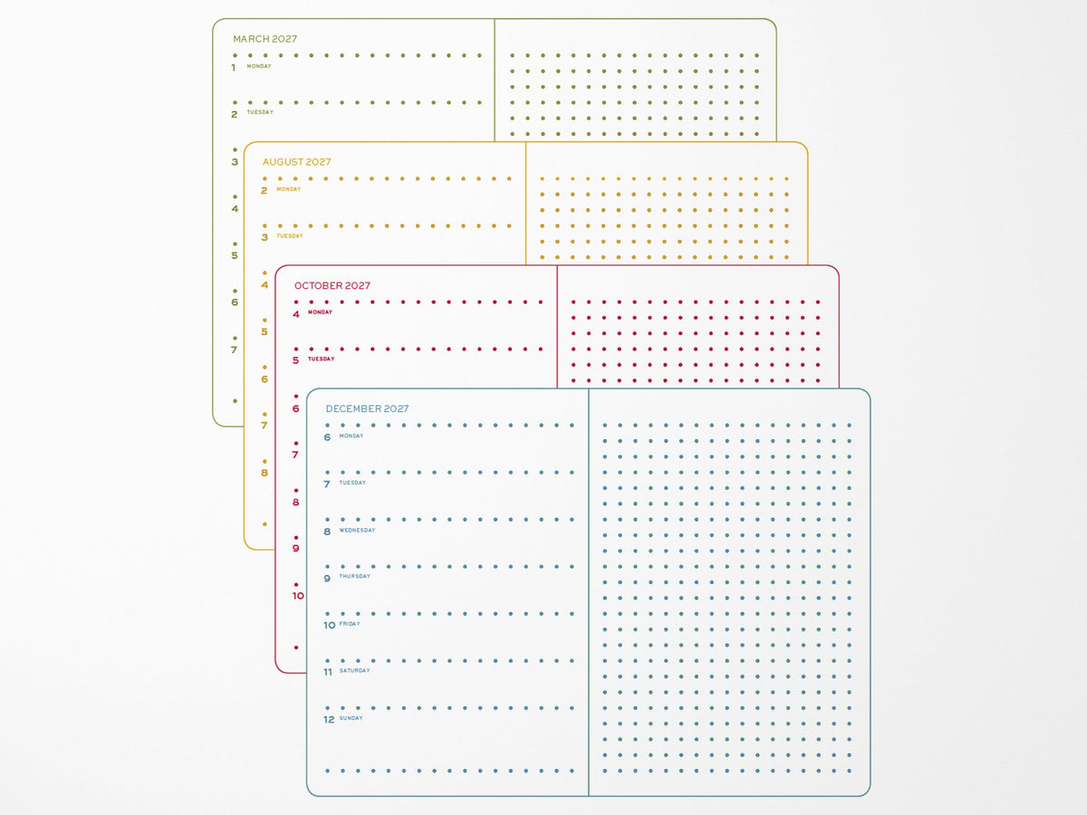 2027 Weekly Planner & Notebook Dotted Medium A5 Colorful Seasons