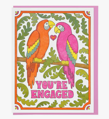 You're Engaged Macaws Card