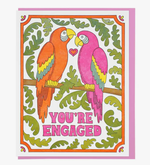 You're Engaged Macaws Card