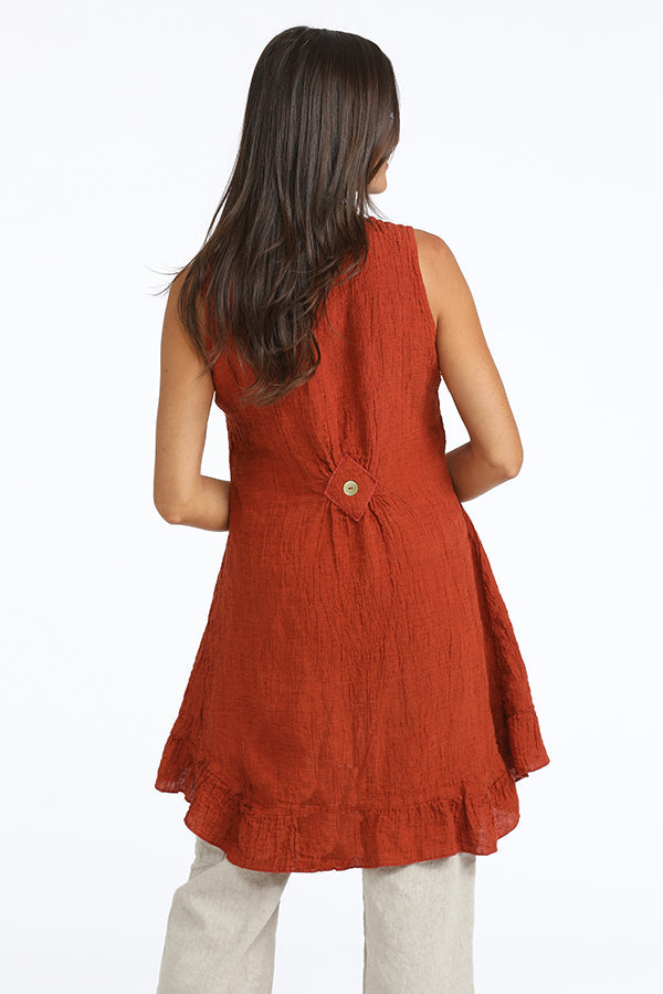 sleeveless ruffle hem tunic dress