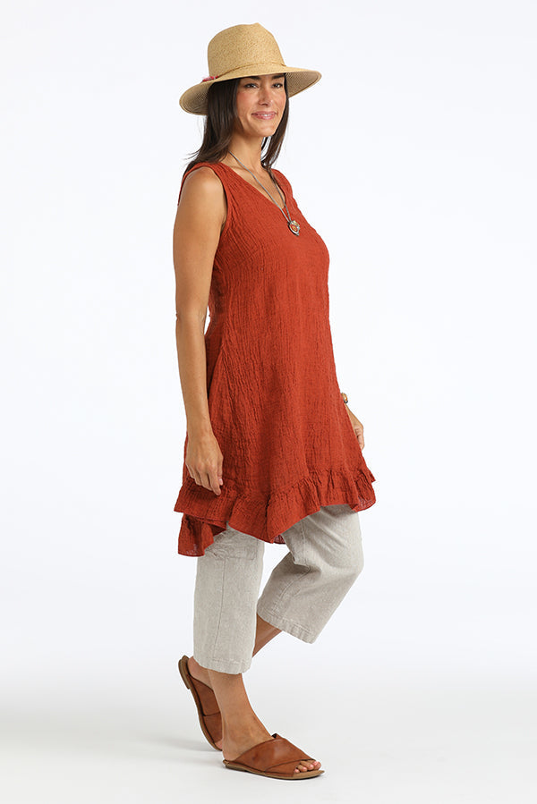 sleeveless ruffle hem tunic dress