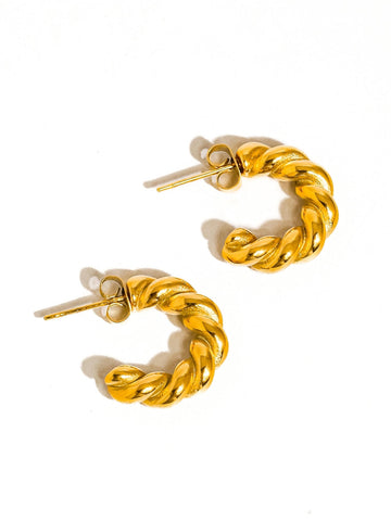 Brume Gold Braided C Hoop Earrings