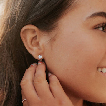 Flower Mini Hoops - Silver