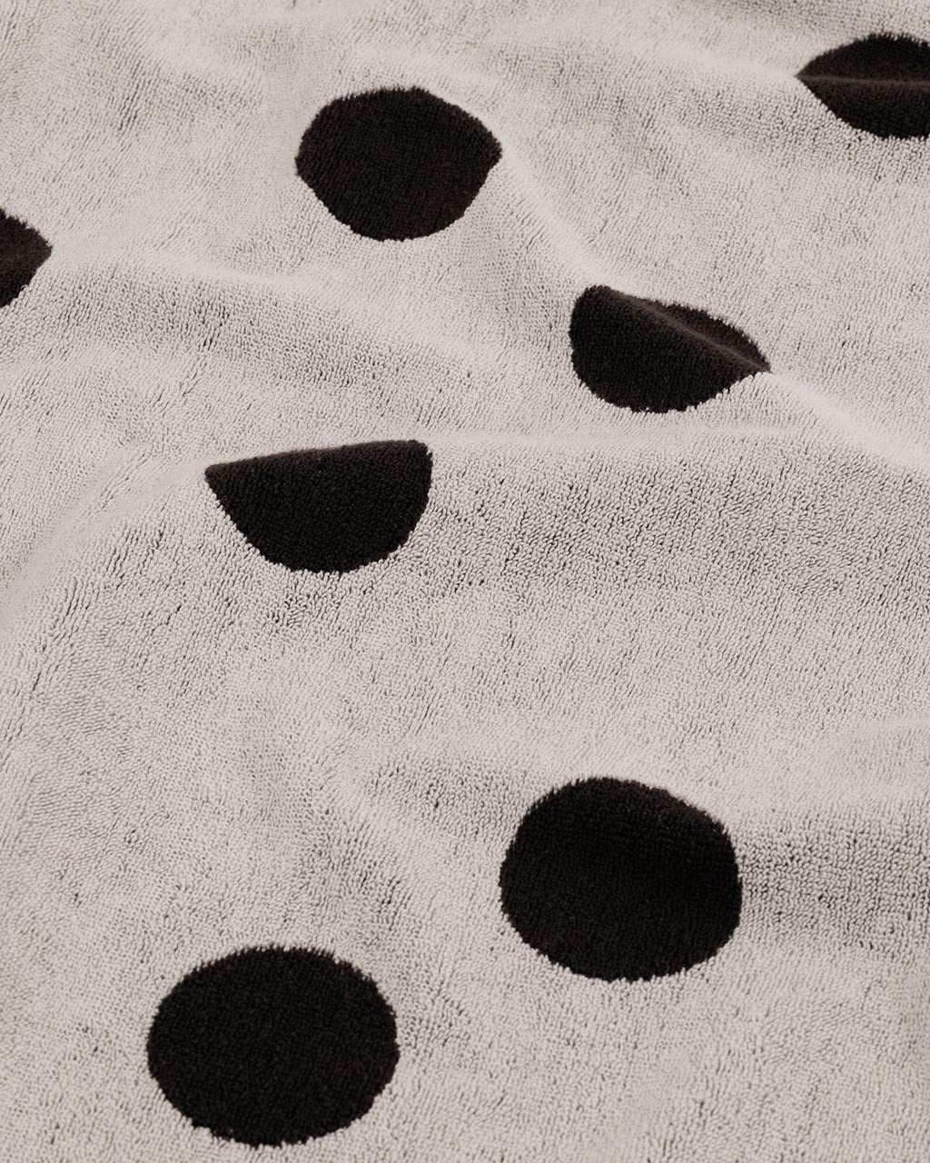 Bath Towel - Cream and Black Polka Dot