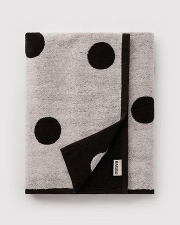 Bath Towel - Cream and Black Polka Dot