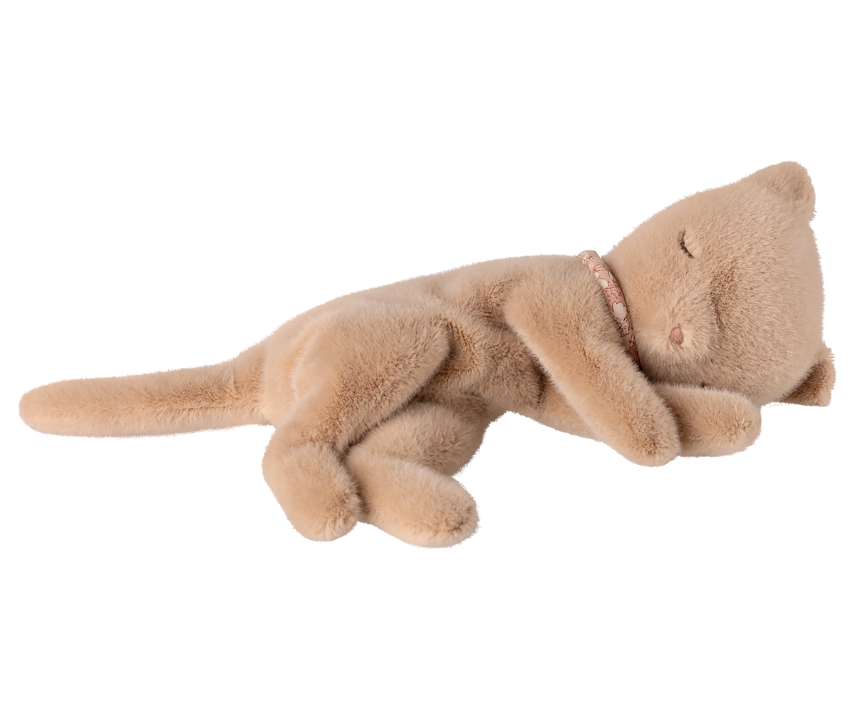 Sleeping kitten plush, Small - Cream peach