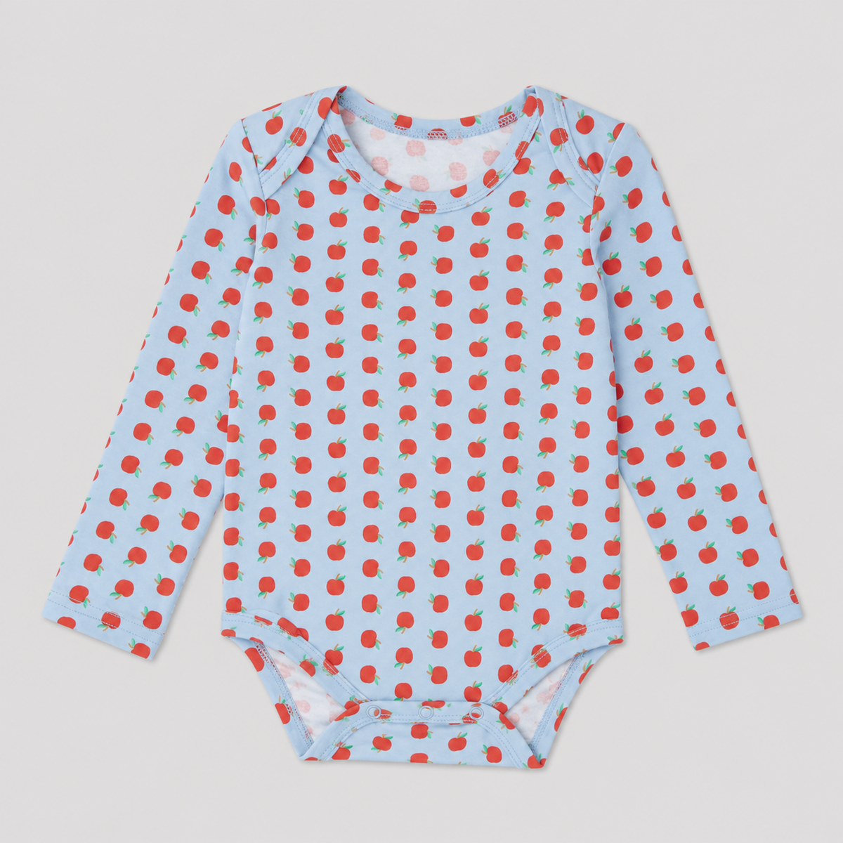 Long Sleeve Bamboo Onesie Blue Apple