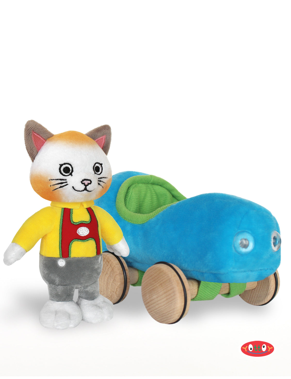 Huckle Cat Soft Toy w/Blue Car