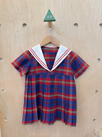 (pre-worn) vintage plaid bib dress 4T