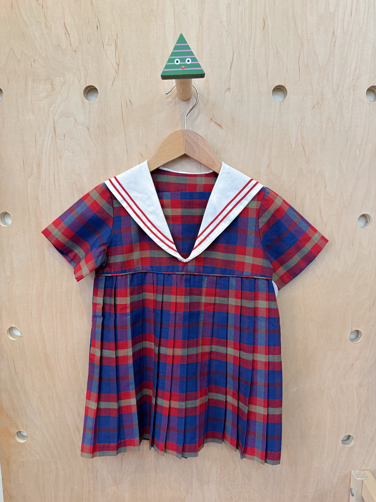 (pre-worn) vintage plaid bib dress 4T