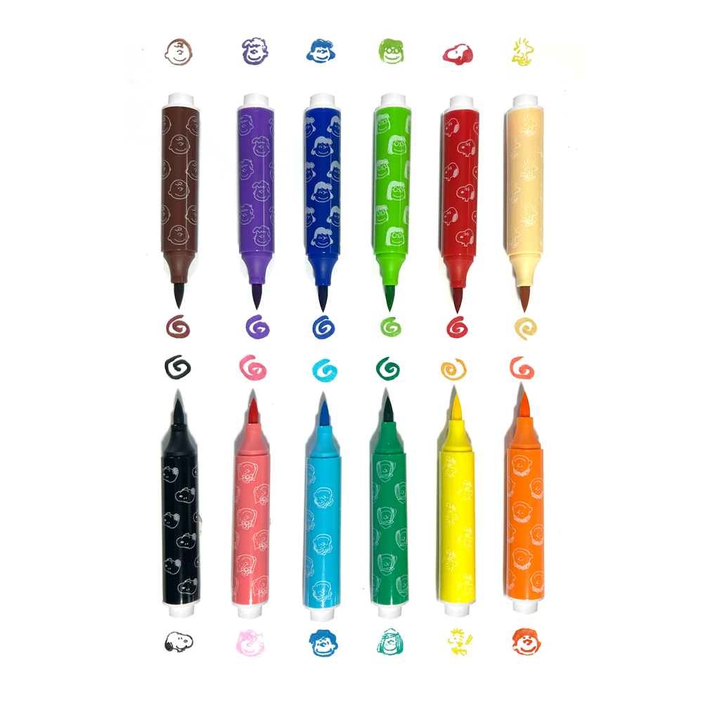 OOLY x Peanuts Double-Ended Brush & Stamp Markers