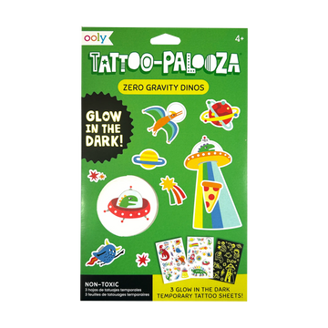 Tattoo Palooza Glow in the Dark Temporary Tattoo Zero Gravity Dinos