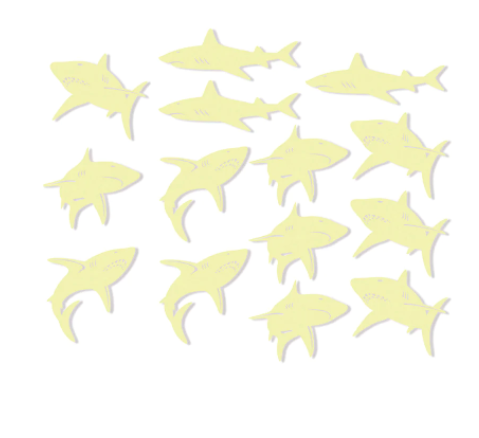 Glow in The Dark Sharks Stick-On Decor