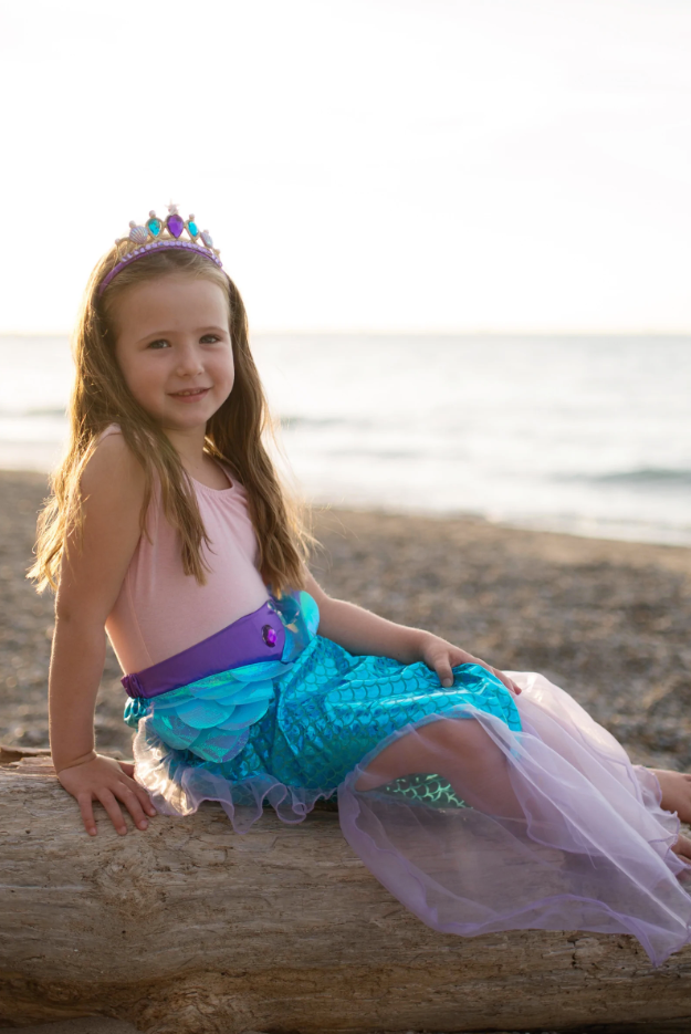 Mermaid Glimmer Skirt w/Tiara, Lilac/Blue, Size 5-  6