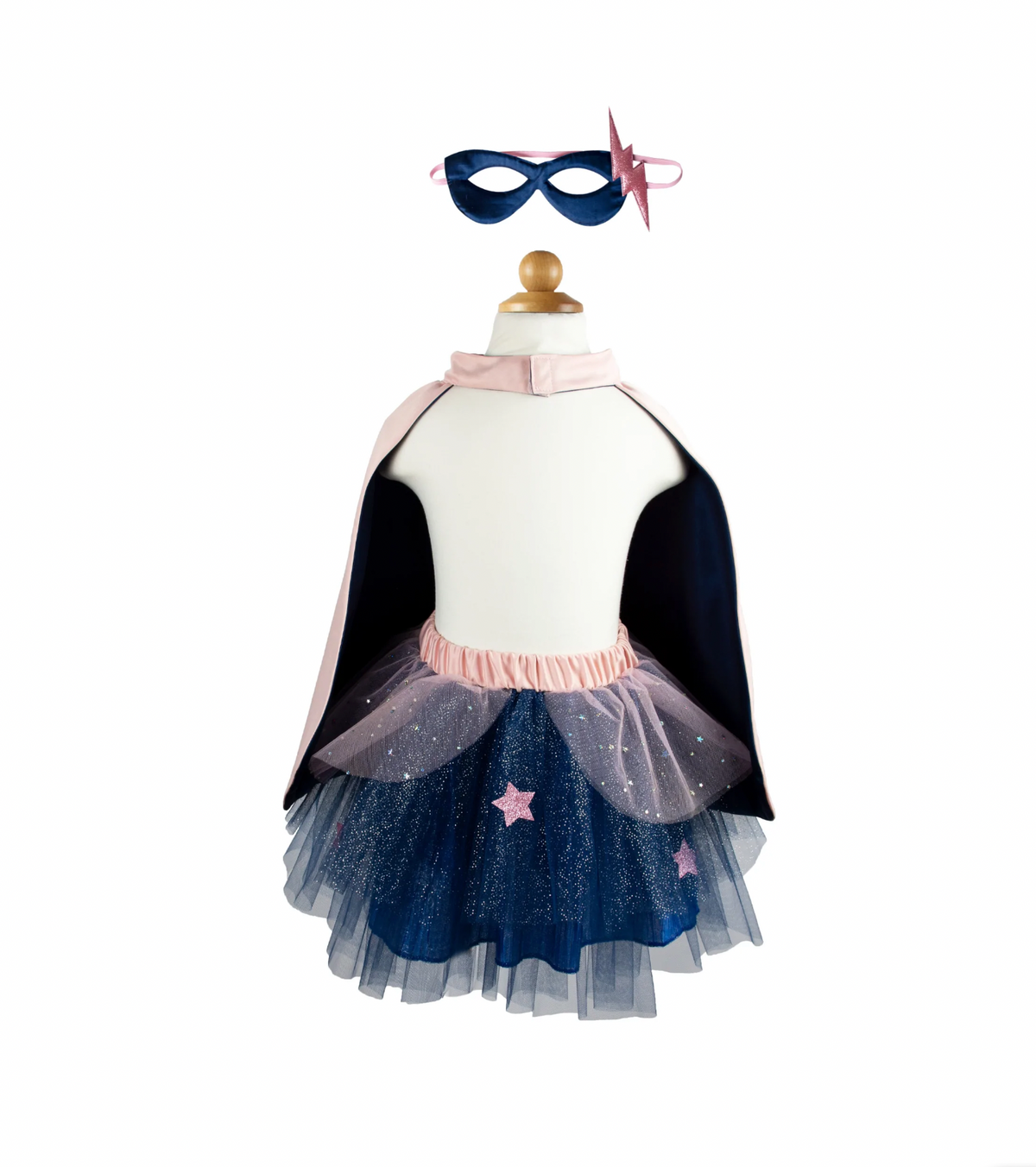 Super-duper Tutu, Cape & Mask, Pink/Navy, Size 4-6