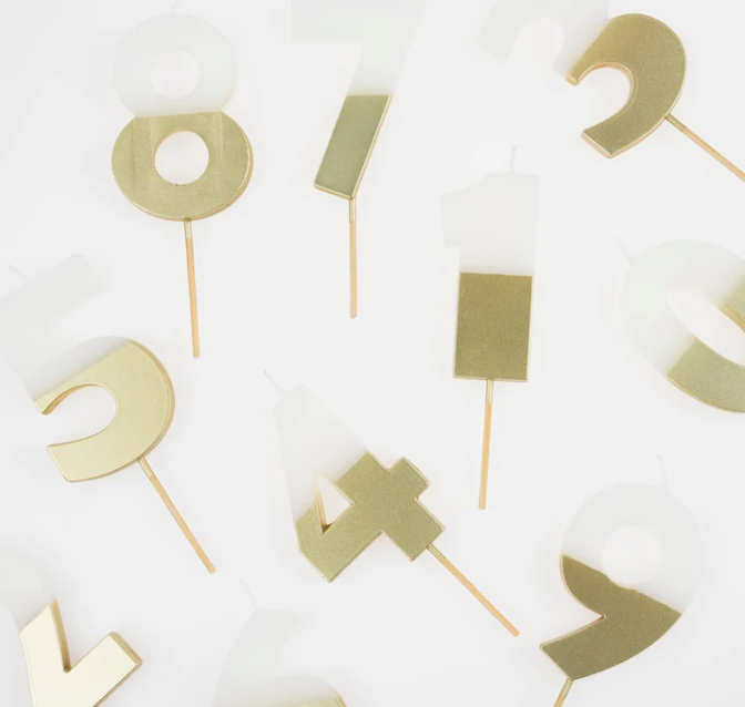 Gold Dipped Number Candle