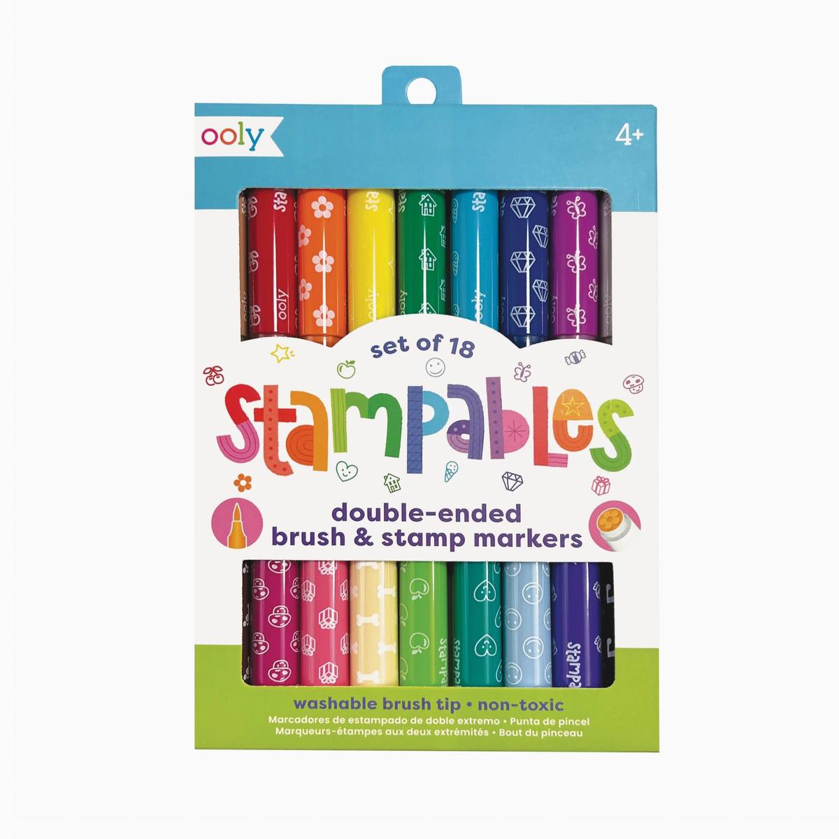 Stampables Double-Ended Stamp & Brush Markers - Set of 18