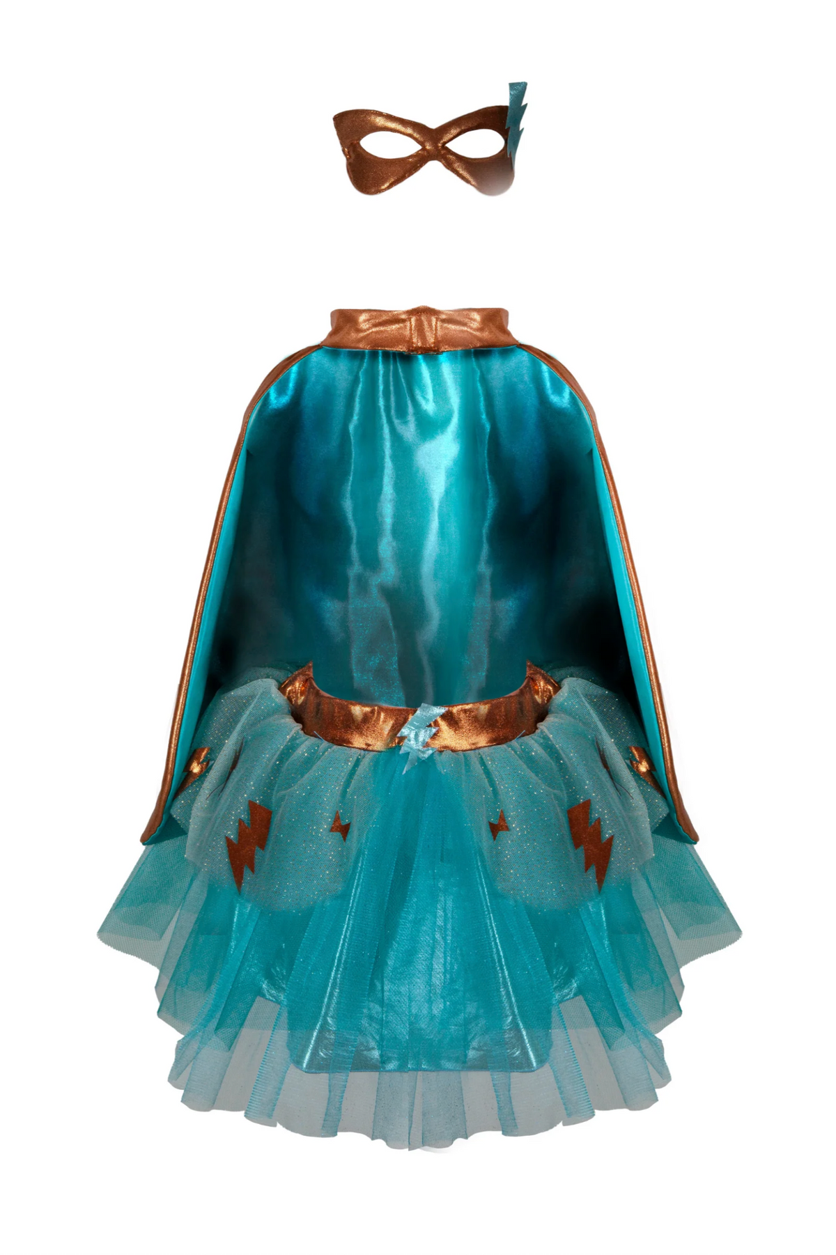 Super-Duper Tutu/Cape/Mask, Teal/Copper, Size 4-6