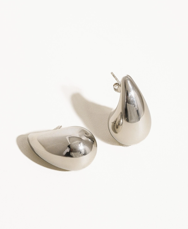 Colette Silver Large Huggie Droplet Earrings