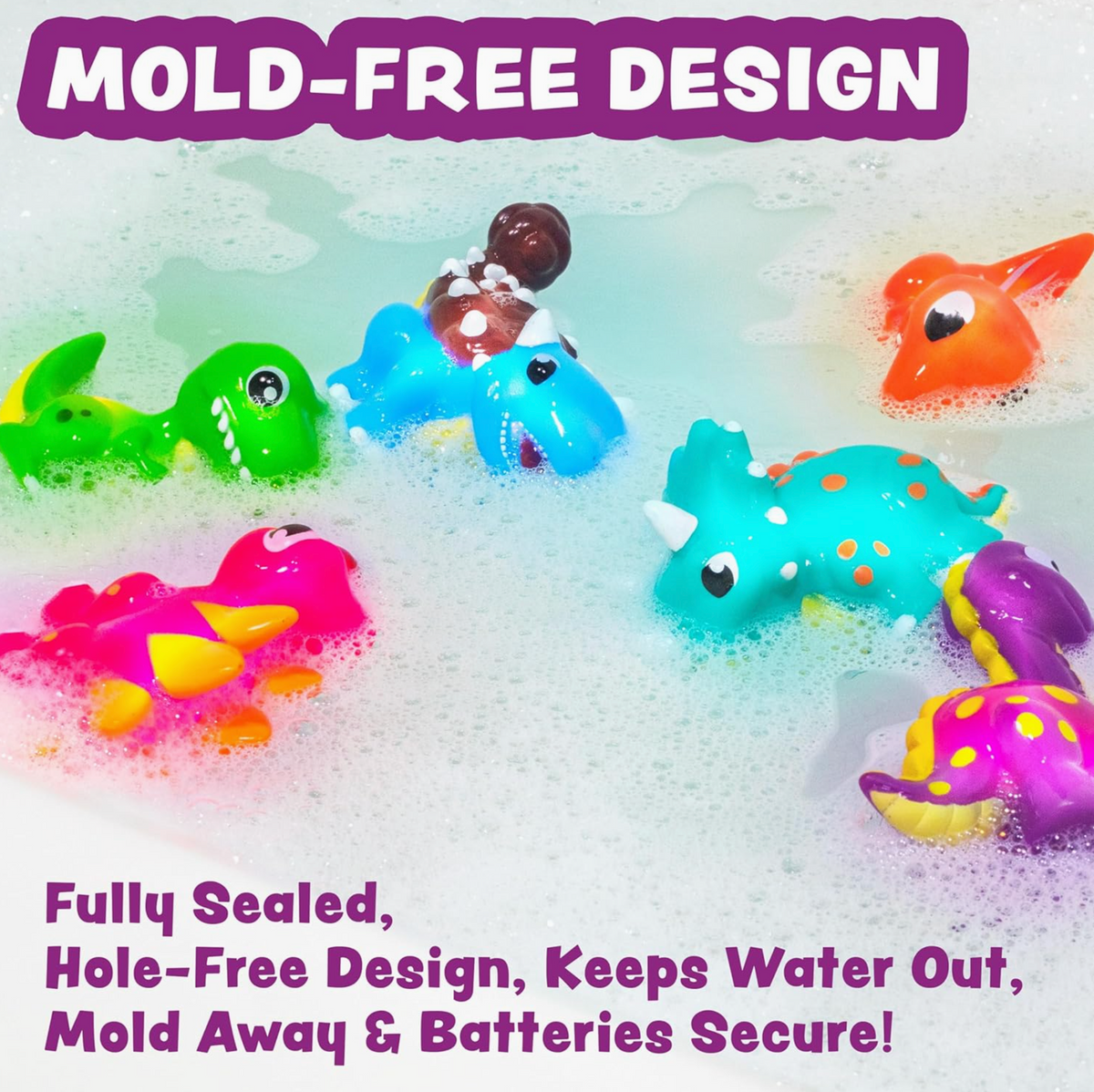 Tub Works® Dinos™ Dinosaur Light Up Bath Toys, 6 Pack