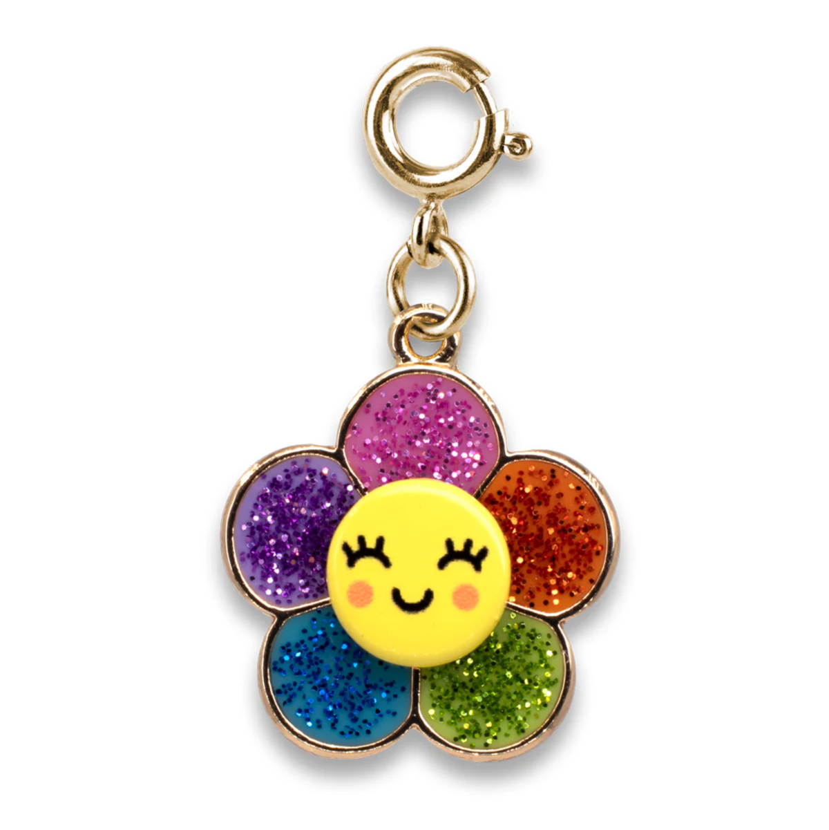 Charm It! Gold Glitter Happy Flower Charm