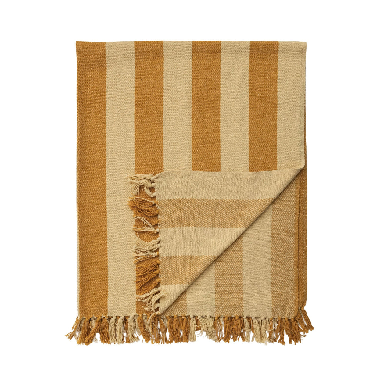 Mustard Stripe Throw w/Fringe