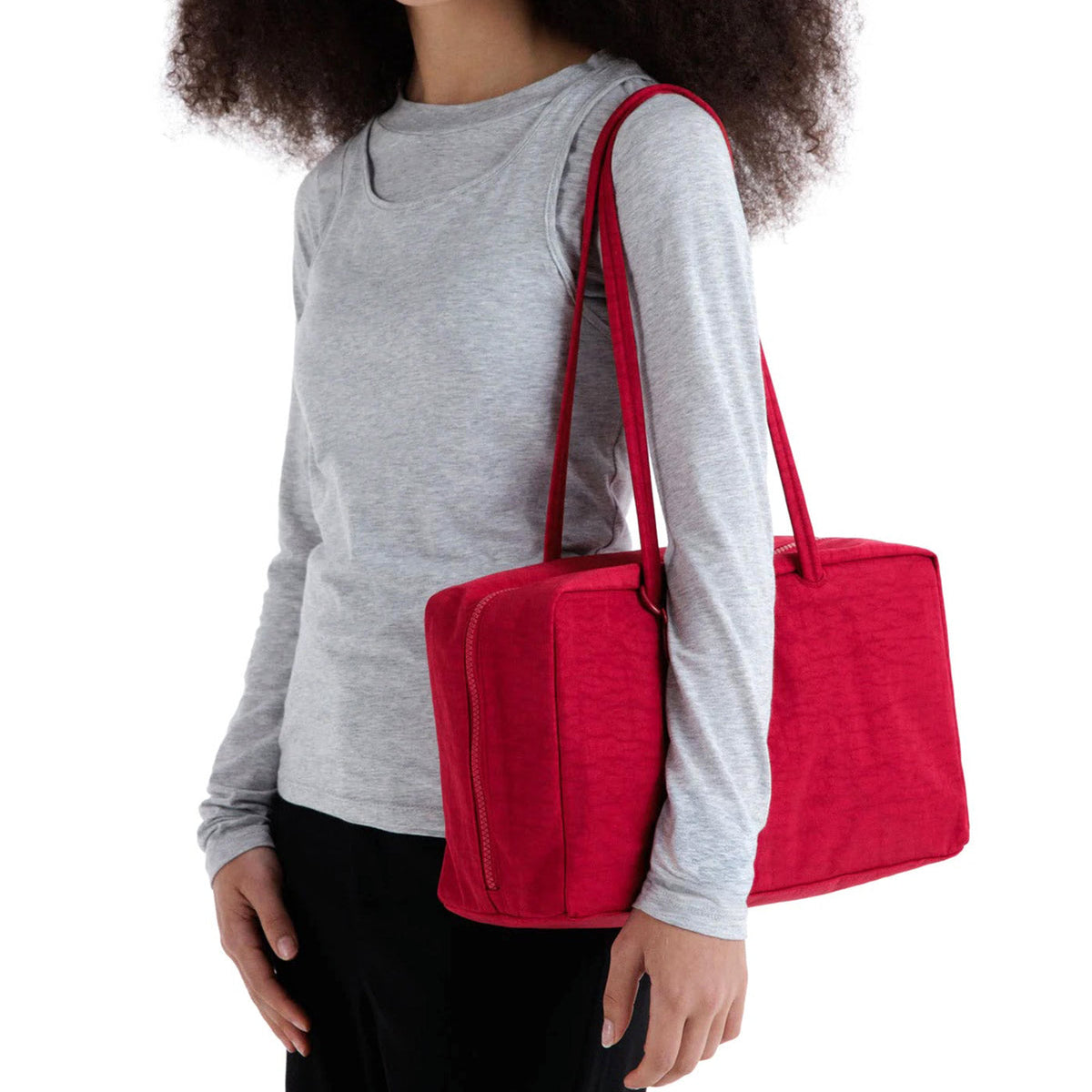 Medium Nylon Bowler Bag Cherry