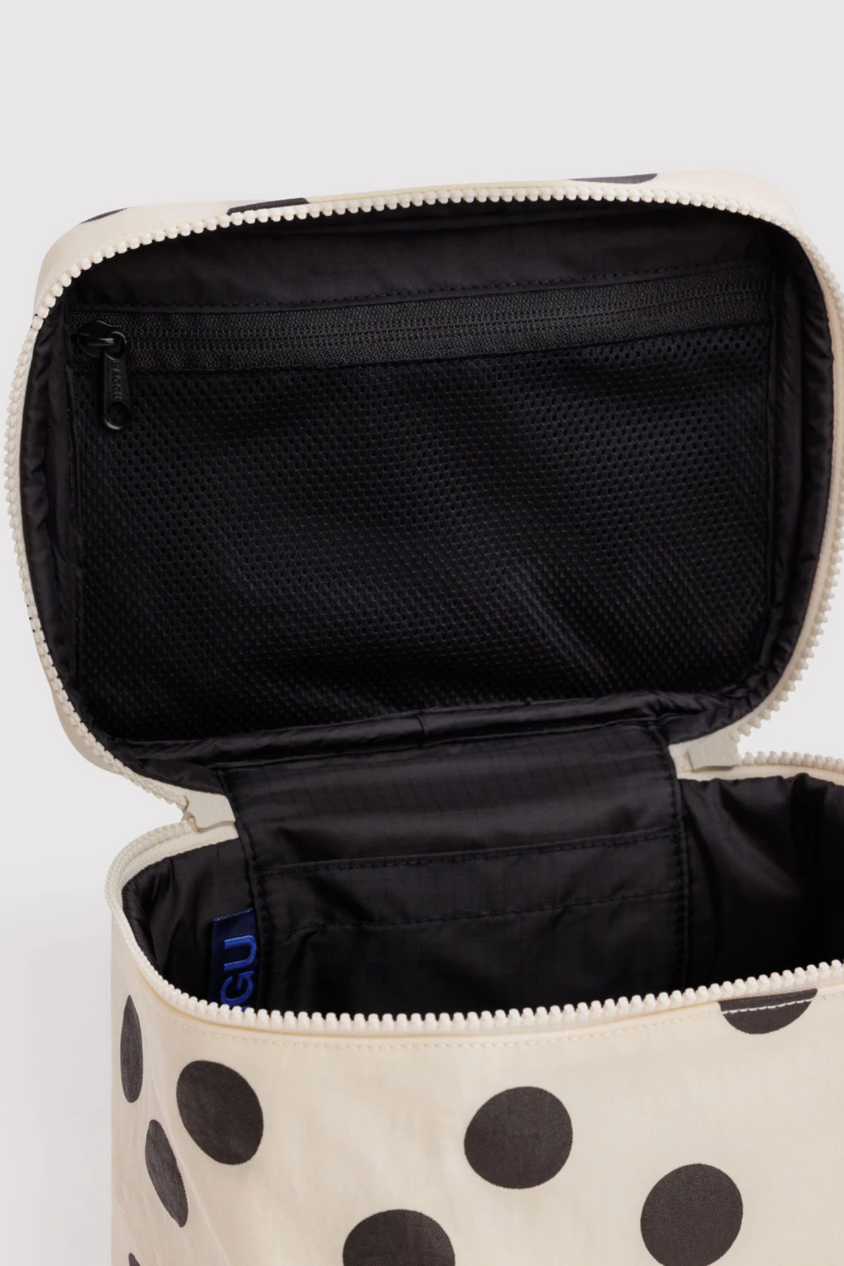 Large Cosmetic Case Cream and Black Polka Dot