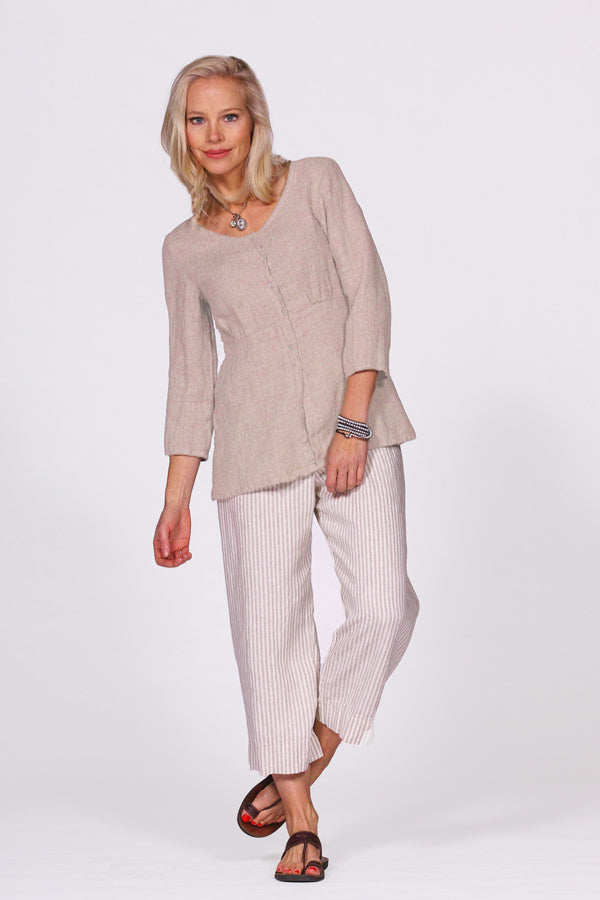 button front linen tunic