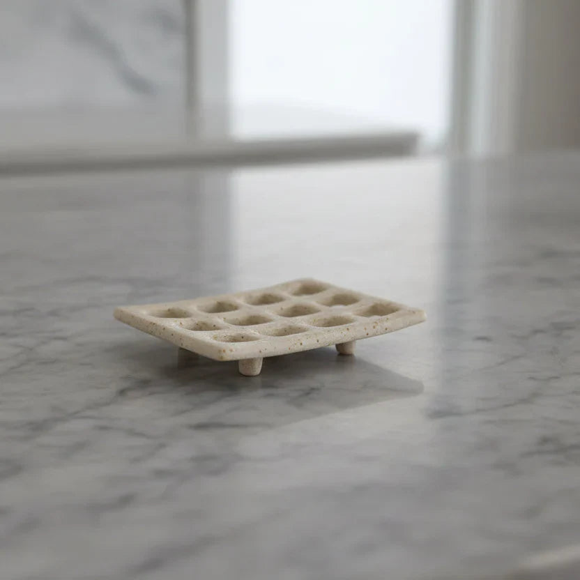 Stoneware Footed Soap Dish