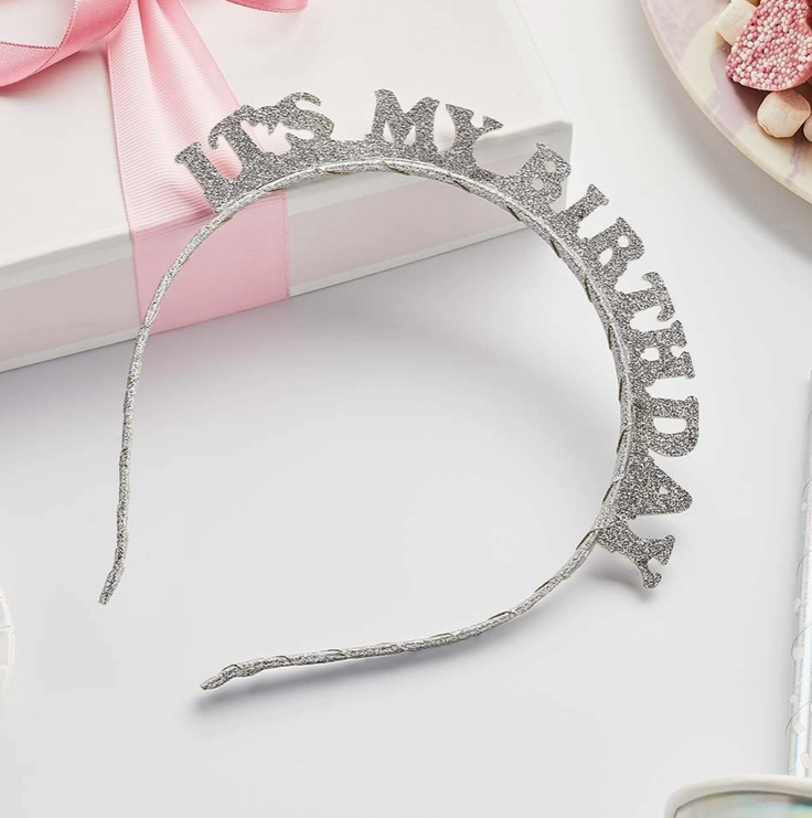 Silver 'it's My Birthday' Birthday Glitter Headband