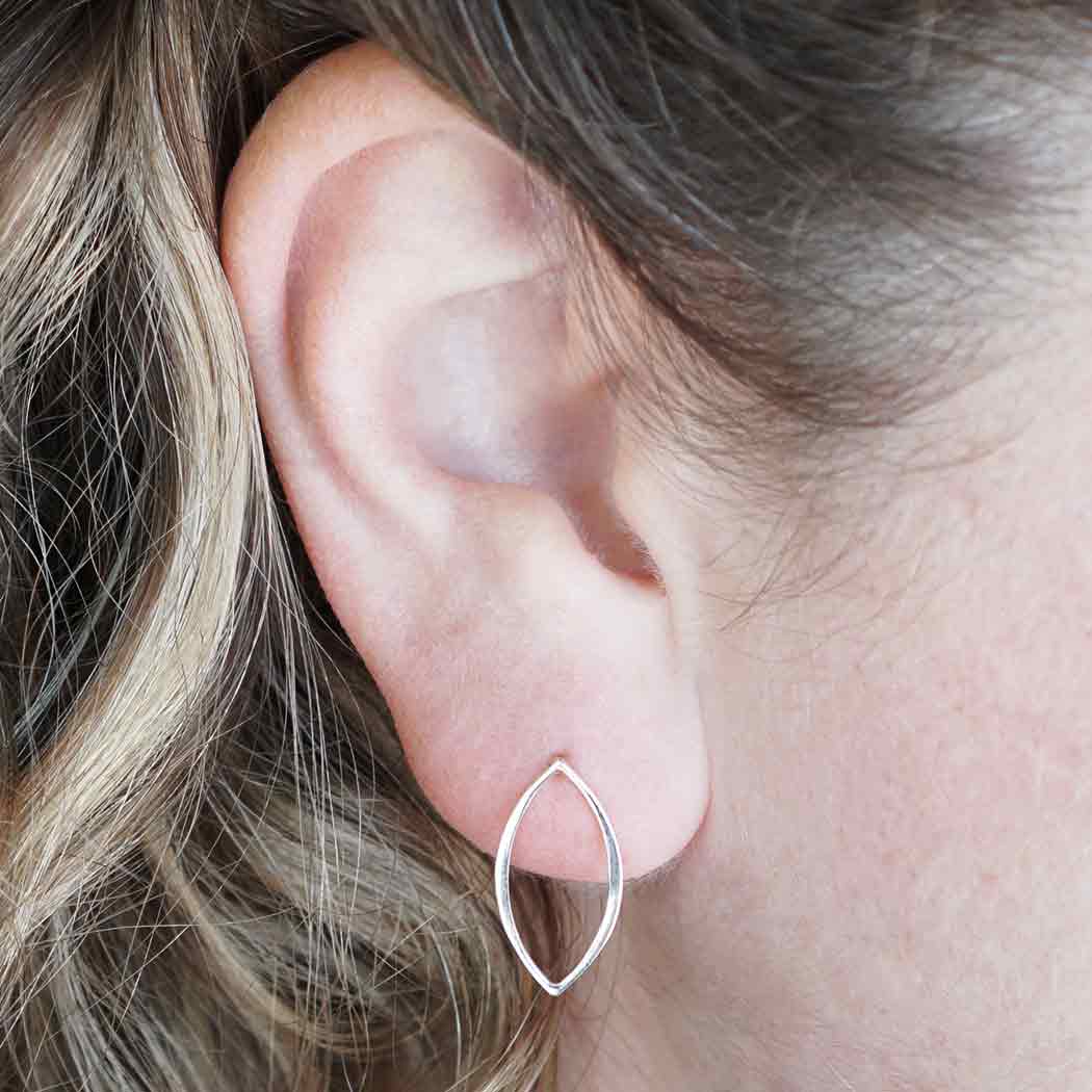 Sterling Silver Marquis Post Earrings