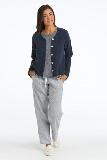 button front organic gauze cardigan
