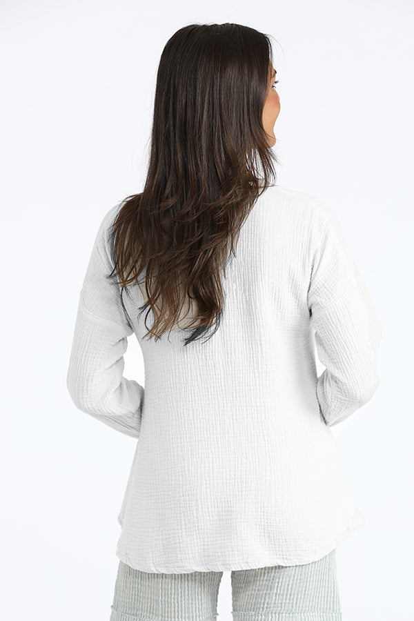 button front organic gauze cardigan