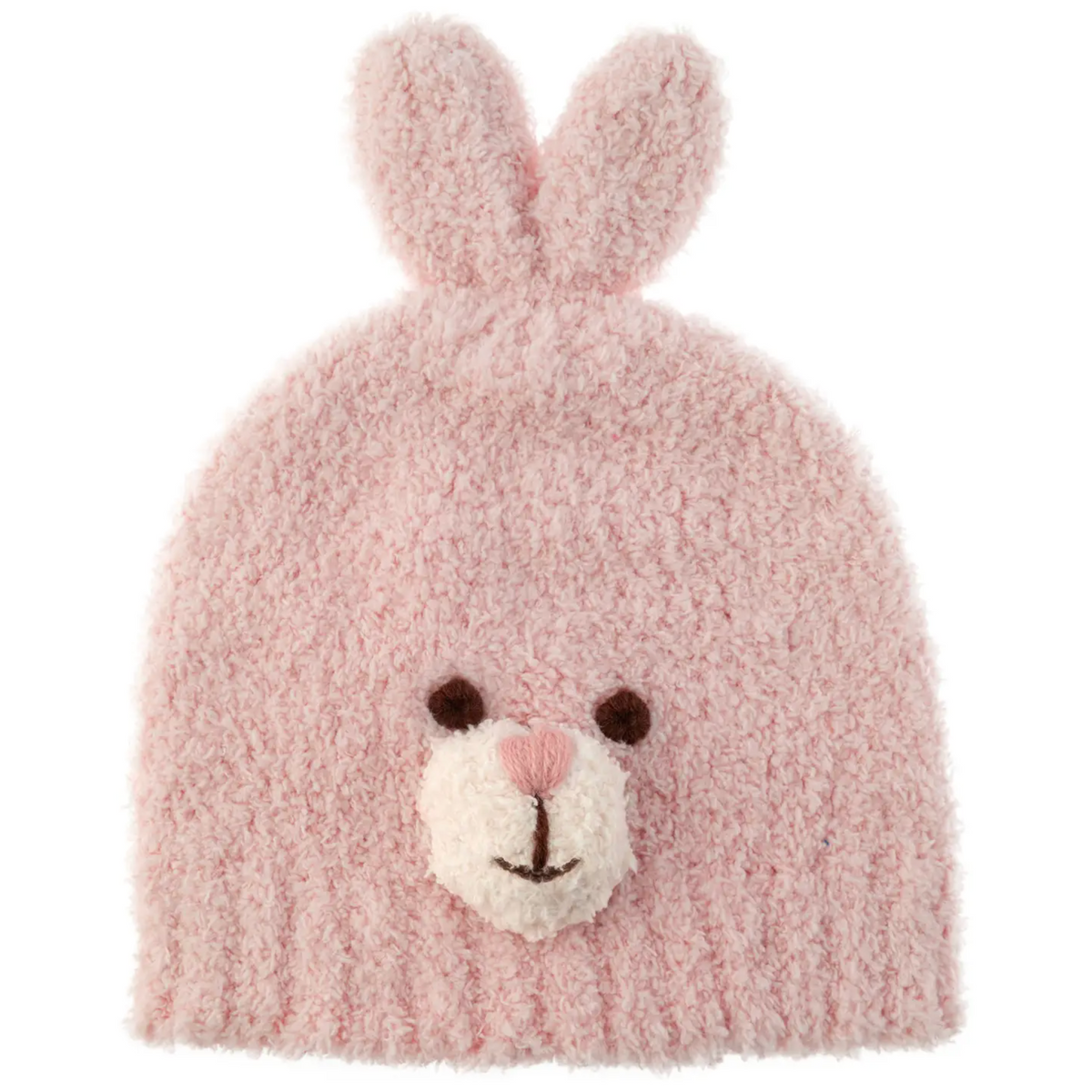 Chenille Baby Beanies Pink Bunny