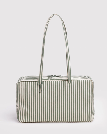 Medium Nylon Bowler Bag - Sage Stripe