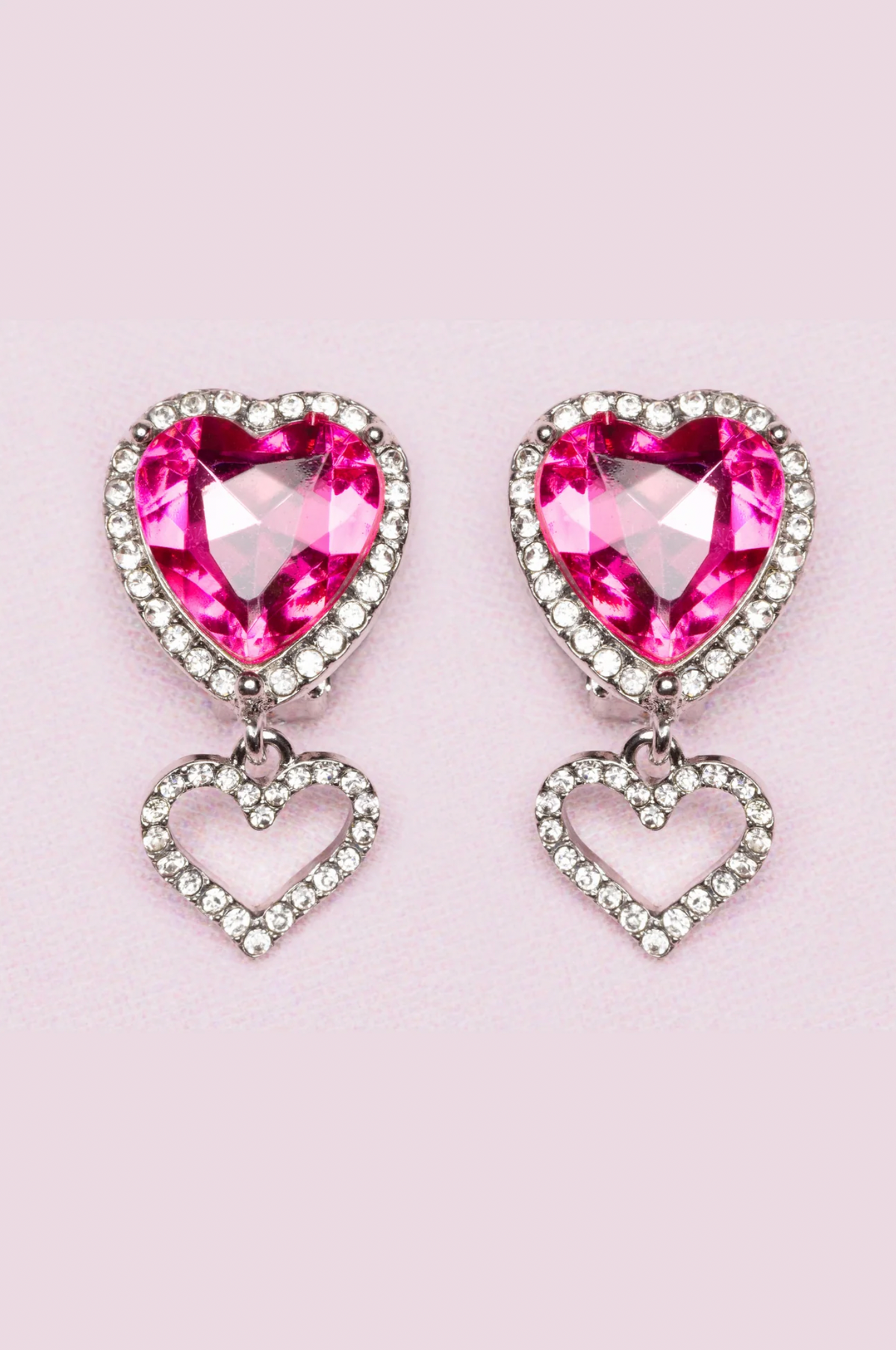 Boutique Heart Jewel Clip On Earrings