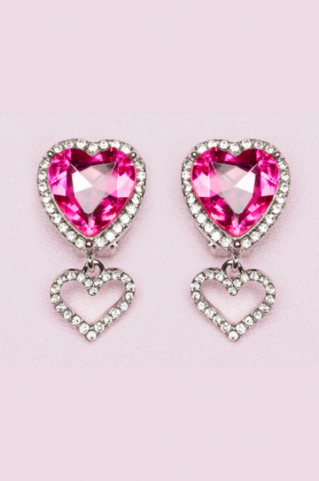 Boutique Heart Jewel Clip On Earrings