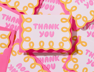 Letterpress Thank You Notecard Set—Coquette Yellow/Pink (Boxed Set of 10)