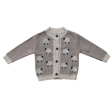 Cotton Knit Baby Cardigan Sweater Sheep