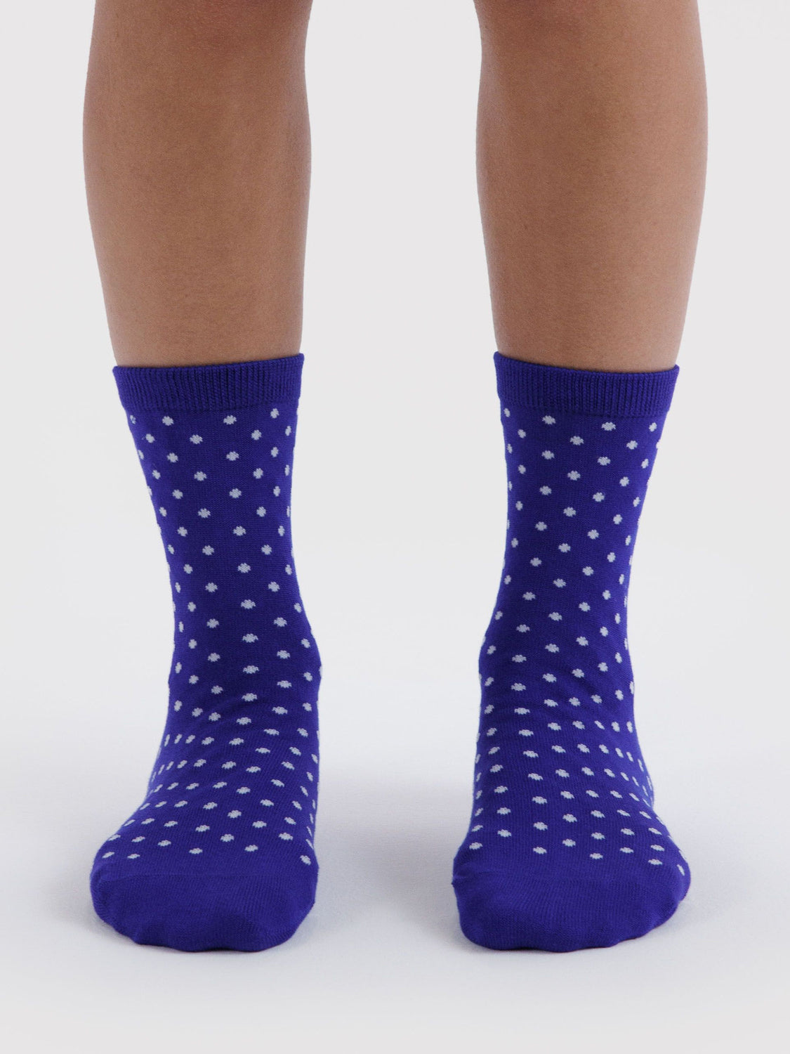Crew Sock - Micro Blue and White Polka Dot