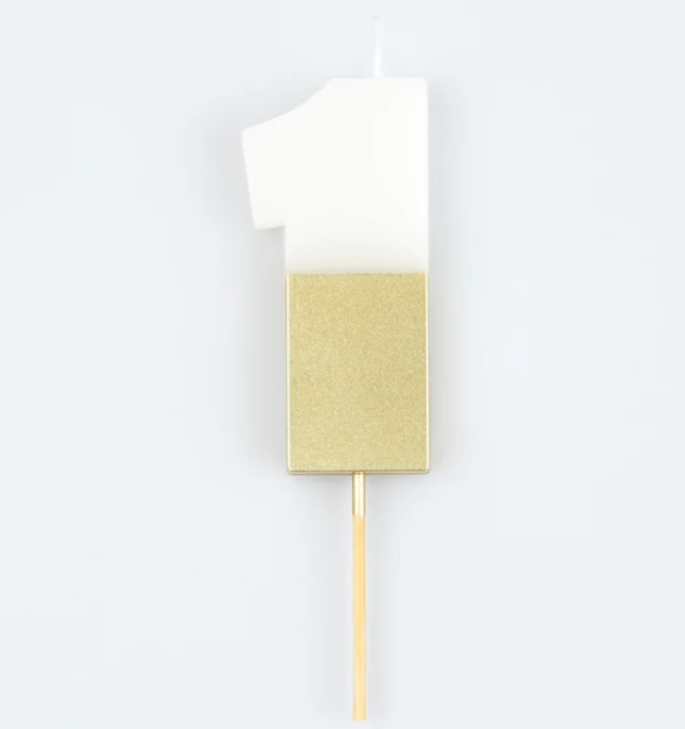 Gold Dipped Number Candle