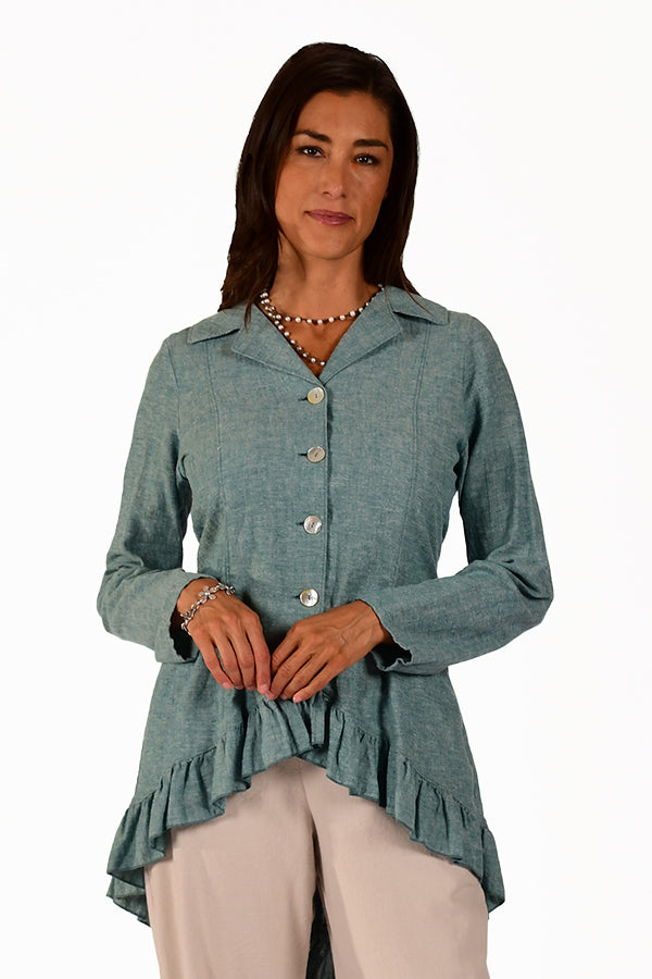 hemp and organic cotton ruffle jacket