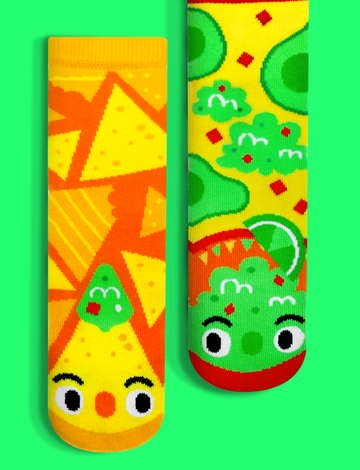 Chips & Guac Mismatched Non-Slip Kids Socks - Small